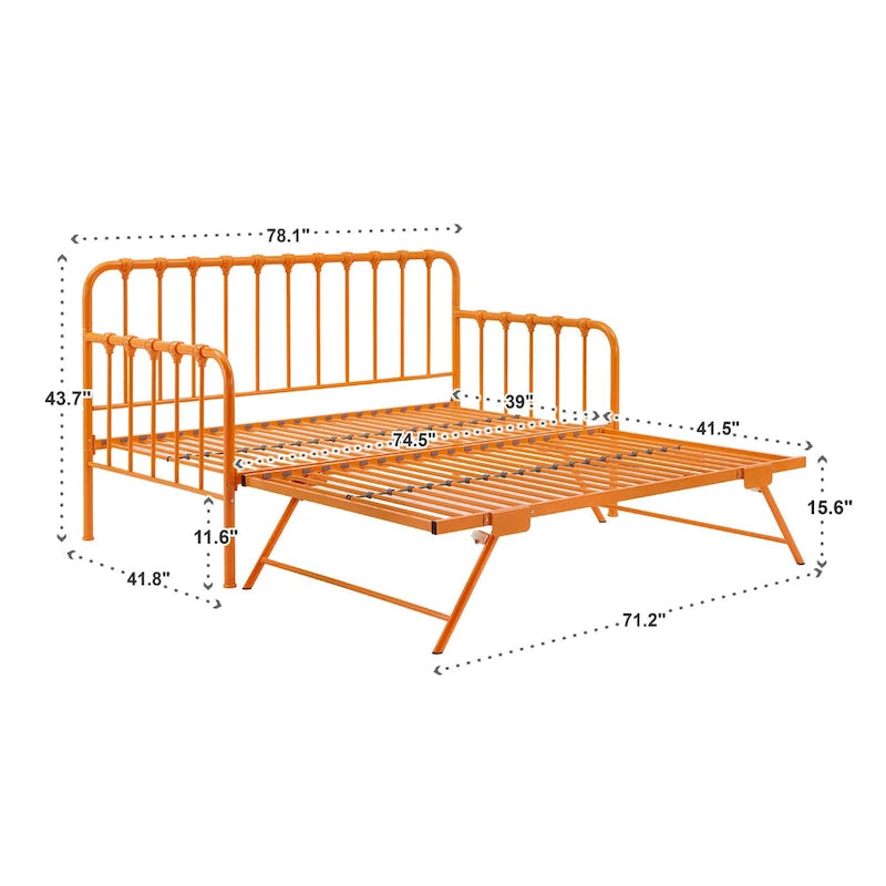 Letto da giorno in metallo con letto estraibile sollevabile
