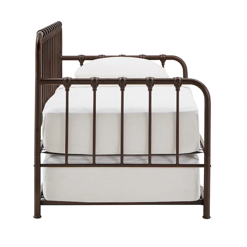 Letto da giorno in metallo con letto estraibile sollevabile