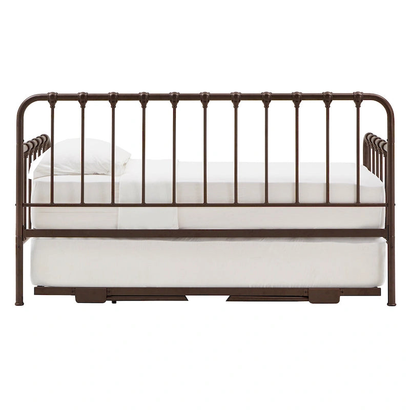 Letto da giorno in metallo con letto estraibile sollevabile