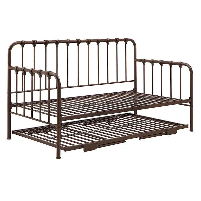 Letto da giorno in metallo con letto estraibile sollevabile