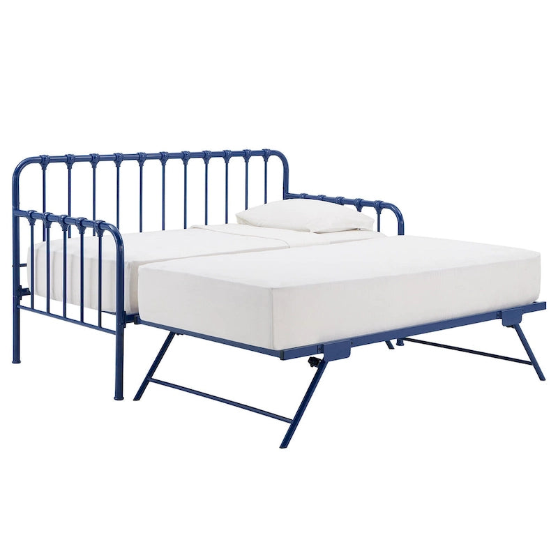 Letto da giorno in metallo con letto estraibile sollevabile