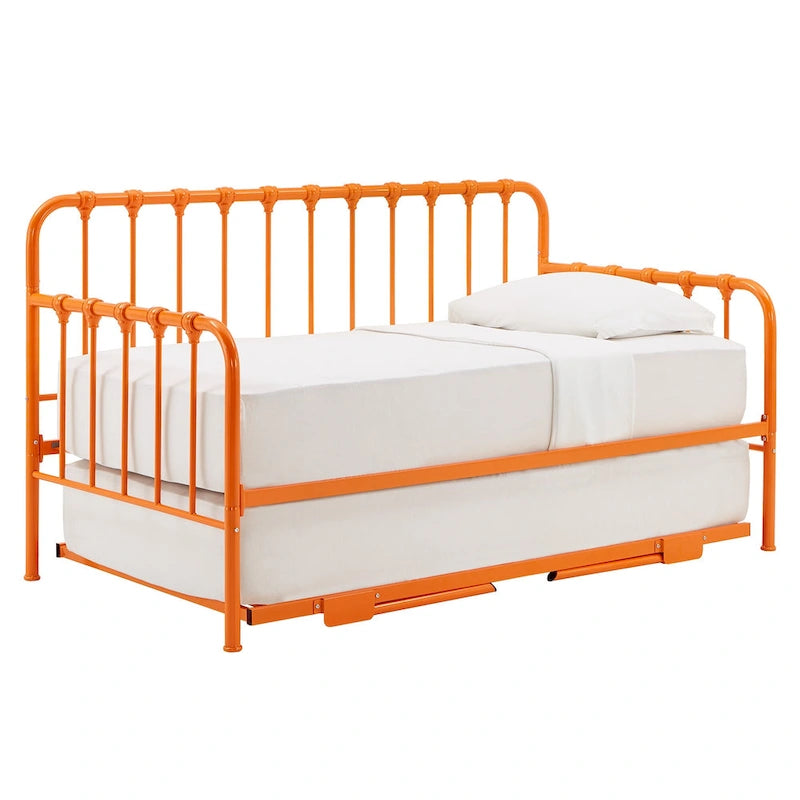 Letto da giorno in metallo con letto estraibile sollevabile