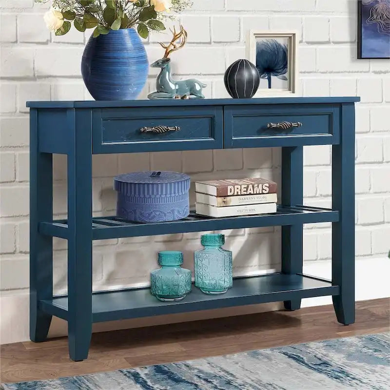42-Inch Wood Buffet Sideboard with Drawers and Open Shelves