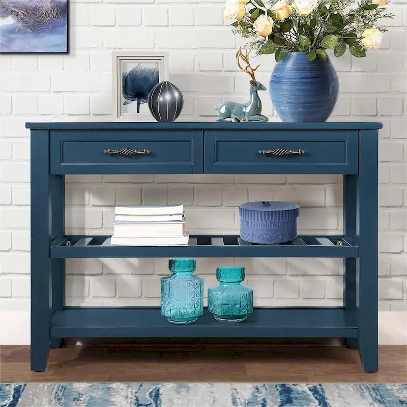 42-Inch Wood Buffet Sideboard with Drawers and Open Shelves