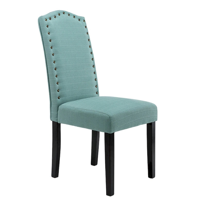 Fabric Upholstered Dining Chairs with Nailhead Trim, Set of 2
