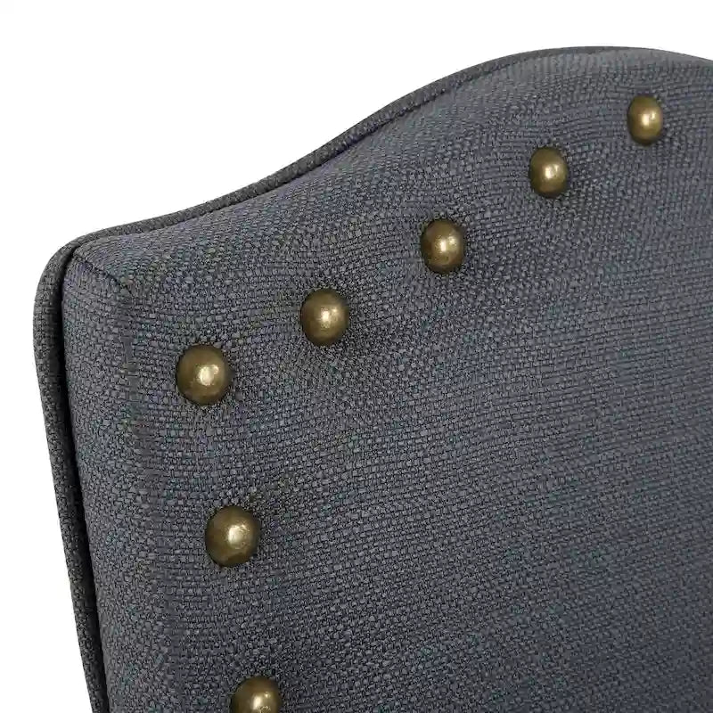 Fabric Upholstered Dining Chairs with Nailhead Trim, Set of 2