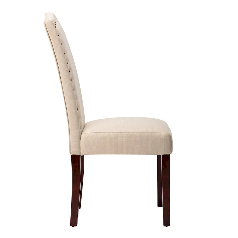Fabric Upholstered Dining Chairs with Nailhead Trim, Set of 2