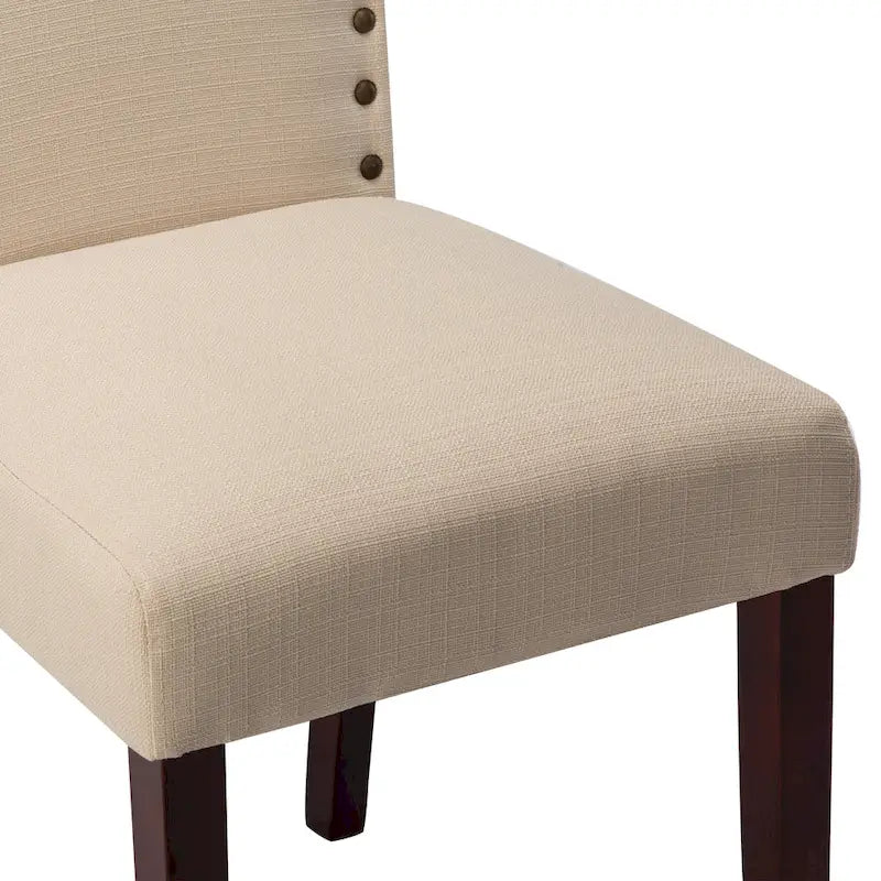 Fabric Upholstered Dining Chairs with Nailhead Trim, Set of 2