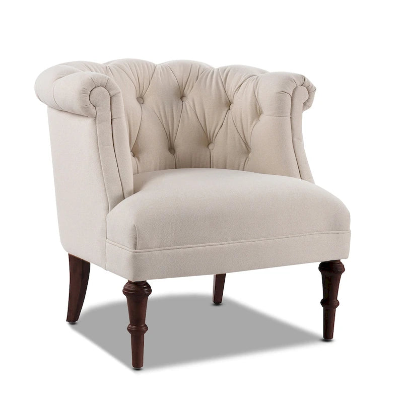 Tufted Rolled-Arm Accent Chair
