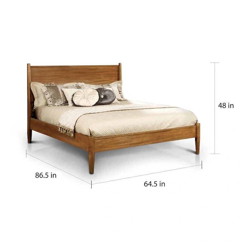 Letto a piattaforma Queen in legno con testiera a pannelli