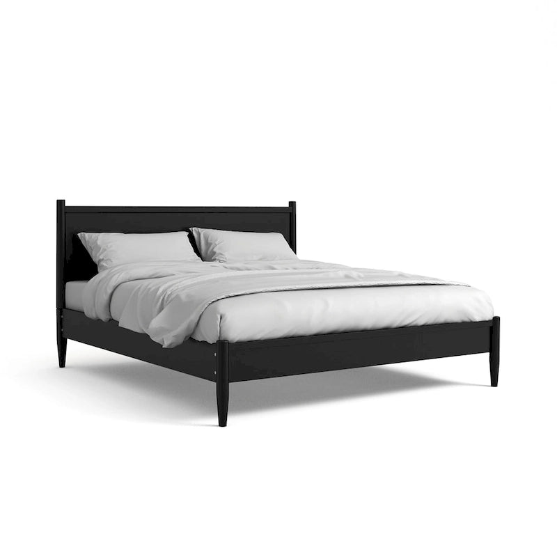 Letto a piattaforma Queen in legno con testiera a pannelli