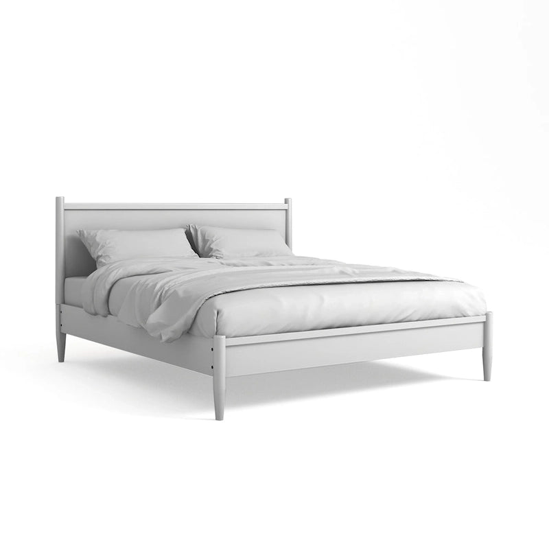 Letto a piattaforma Queen in legno con testiera a pannelli