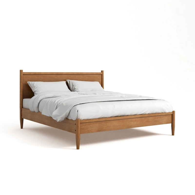 Letto a piattaforma Queen in legno con testiera a pannelli