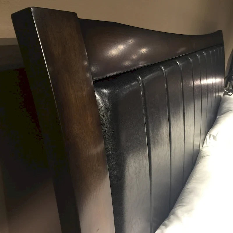Helles Espressofarbenes Holzplattformbett für Kingsize-Matratze mit Stauraum