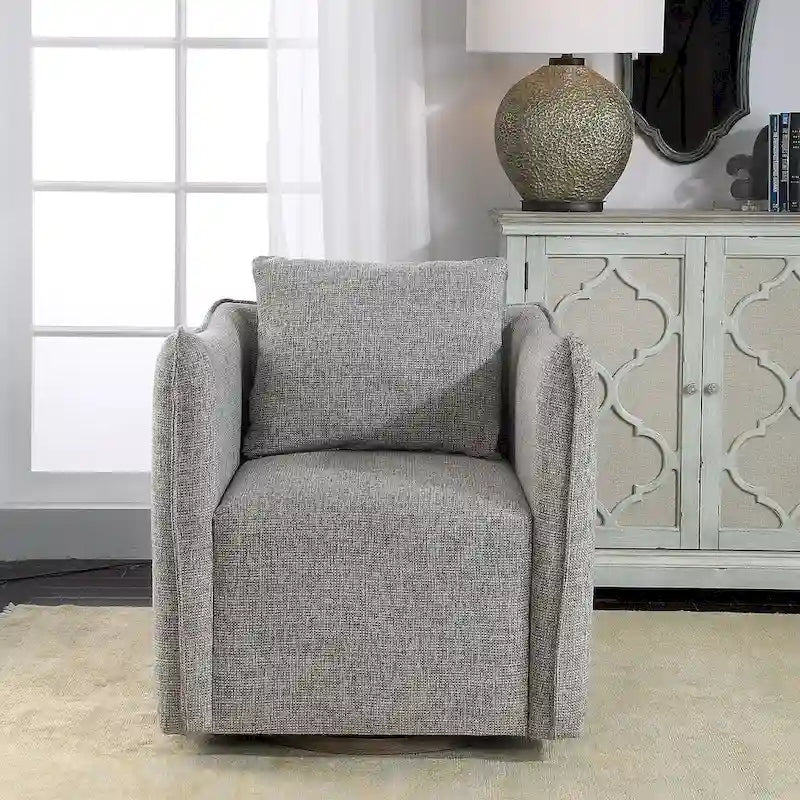 Weathered Grey Swivel Accent Chair