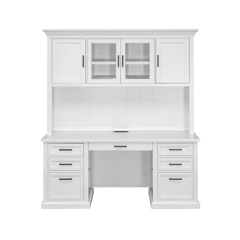 White Wood Storage Hutch with Doors, Fully Assembled