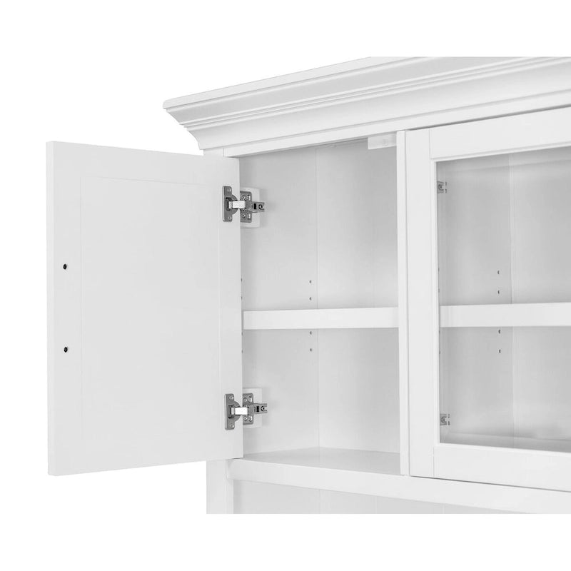White Wood Storage Hutch with Doors, Fully Assembled