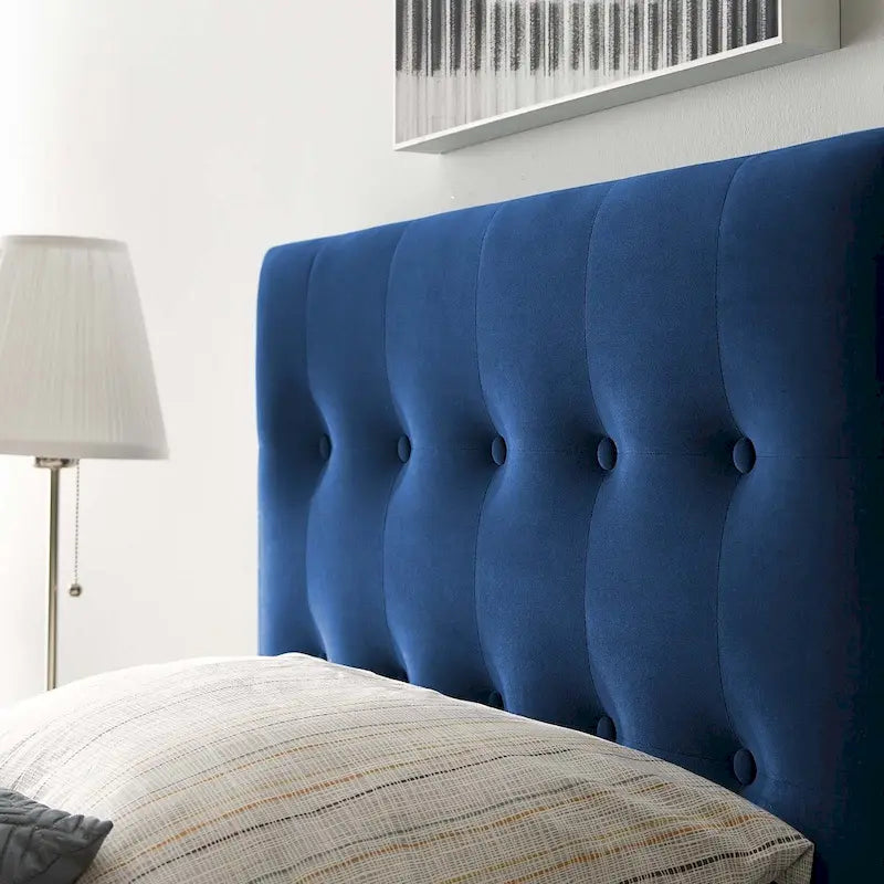 Kopfteil für Einzelbett mit Knopfheftung aus strapazierfähigem Samt