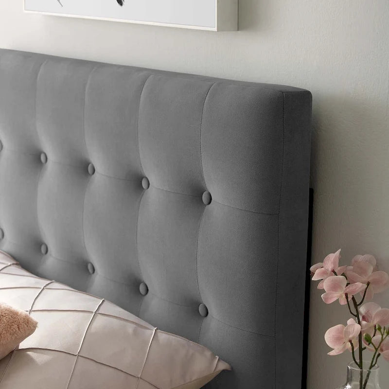 Kopfteil für Einzelbett mit Knopfheftung aus strapazierfähigem Samt