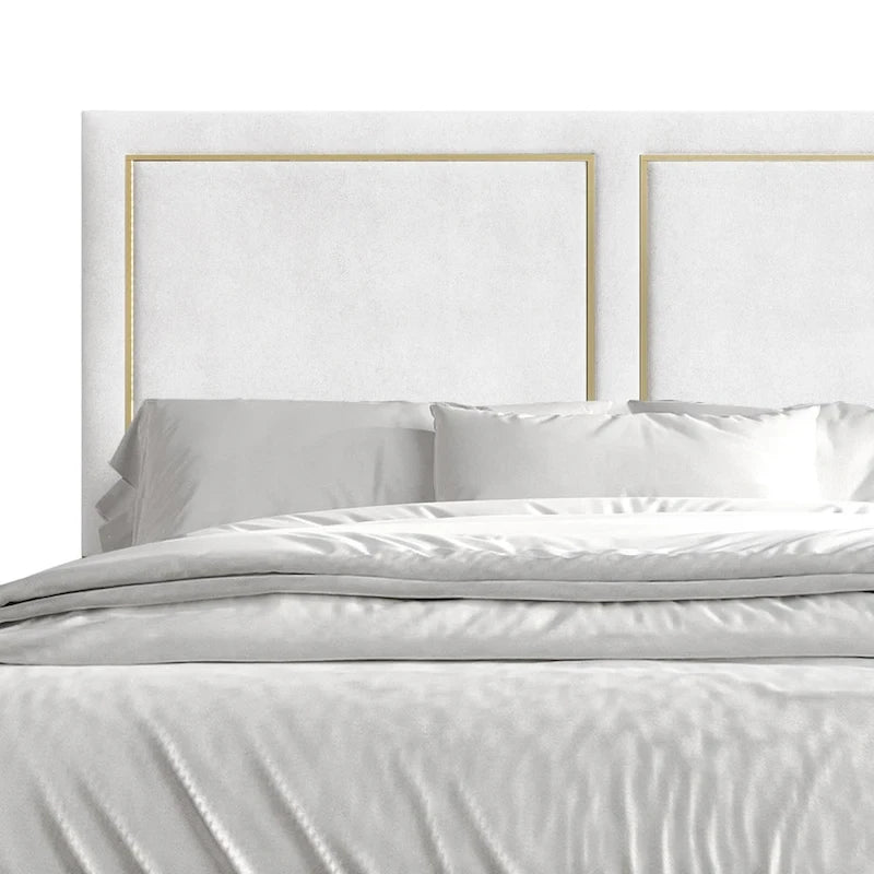 Minimalist Upholstered Velvet Bed with Gold Accent