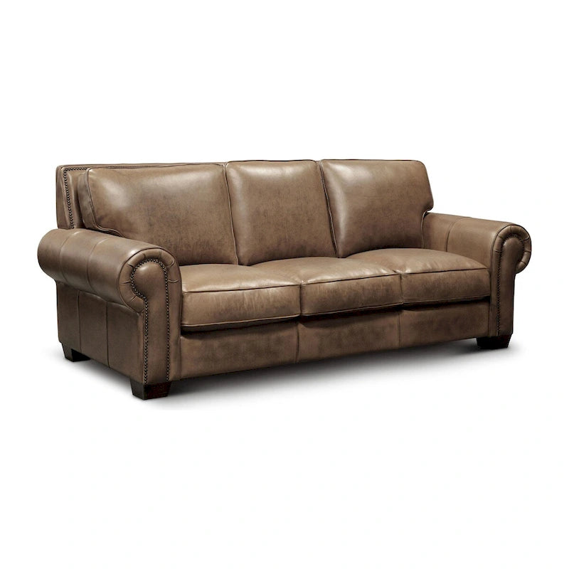 Top Grain Hand-Antiqued Leather Traditional Sofa