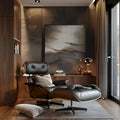 Poltrona relax in pelle stile Mid-Century con poggiapiedi