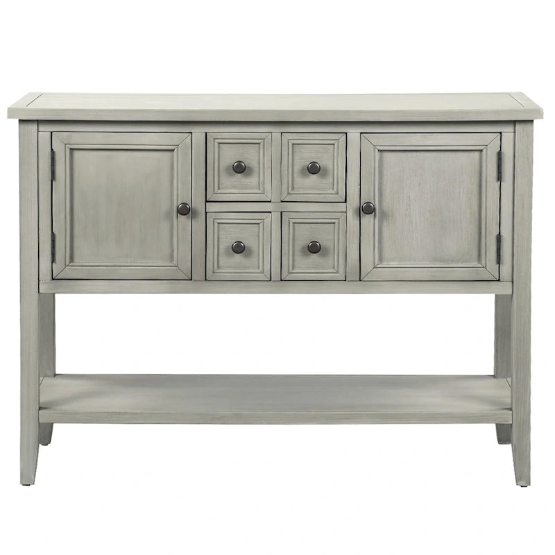 Solid Wood Buffet Sideboard with Drawers, Cabinets and Shelf