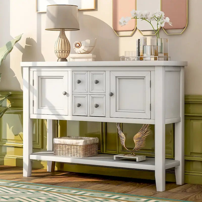 Credenza buffet in legno massello con cassetti, ante e ripiano
