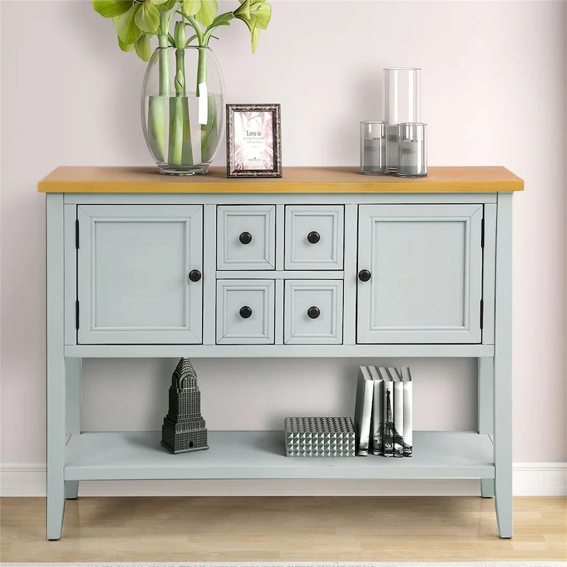 Credenza buffet in legno massello con cassetti, ante e ripiano