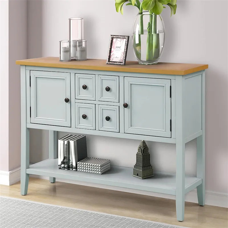 Credenza buffet in legno massello con cassetti, ante e ripiano