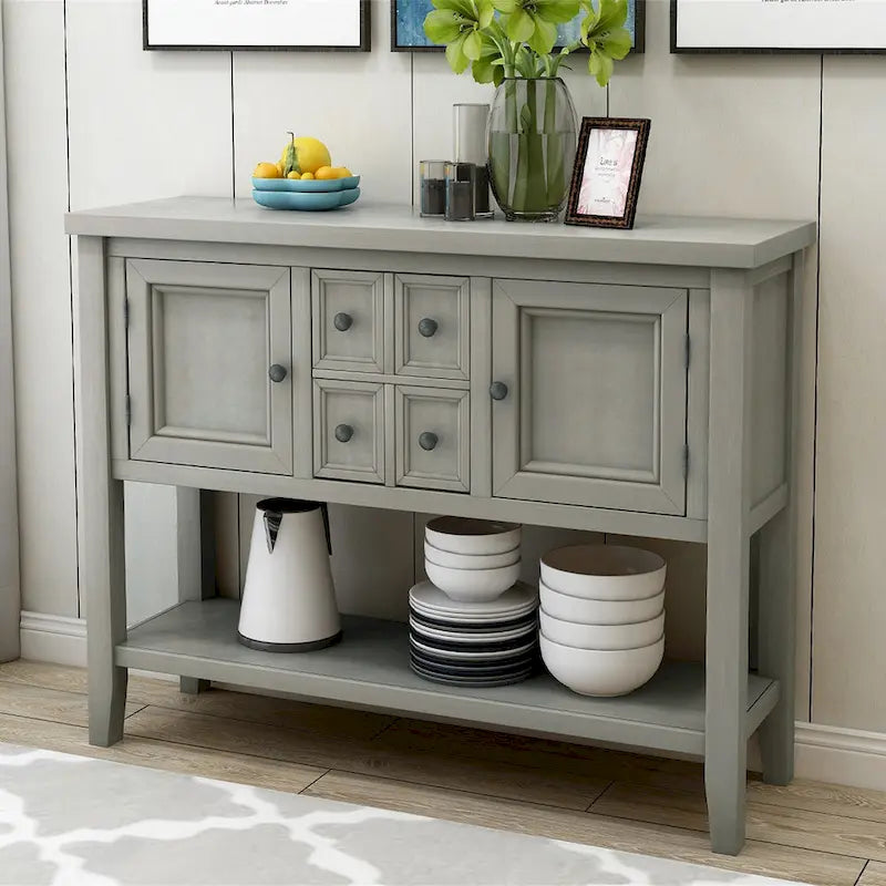 Credenza buffet in legno massello con cassetti, ante e ripiano