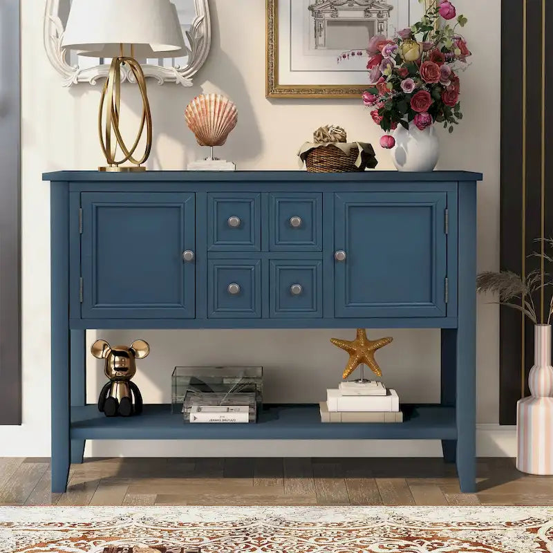 Credenza buffet in legno massello con cassetti, ante e ripiano