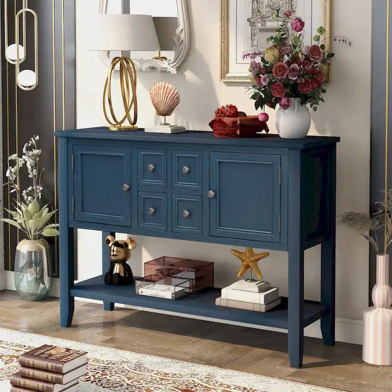 Credenza buffet in legno massello con cassetti, ante e ripiano