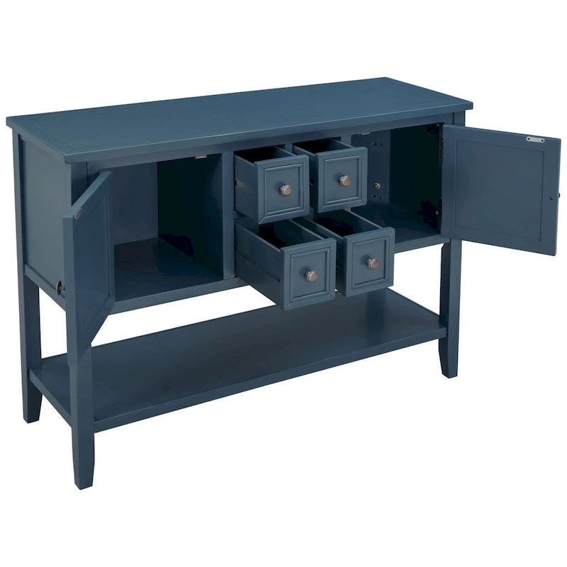 Credenza buffet in legno massello con cassetti, ante e ripiano