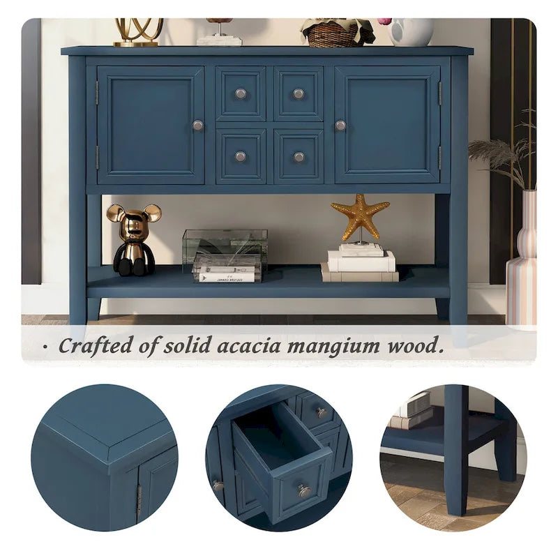 Credenza buffet in legno massello con cassetti, ante e ripiano
