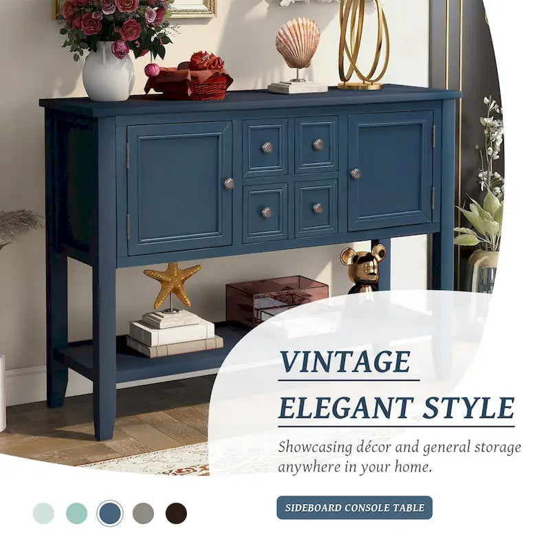 Credenza buffet in legno massello con cassetti, ante e ripiano