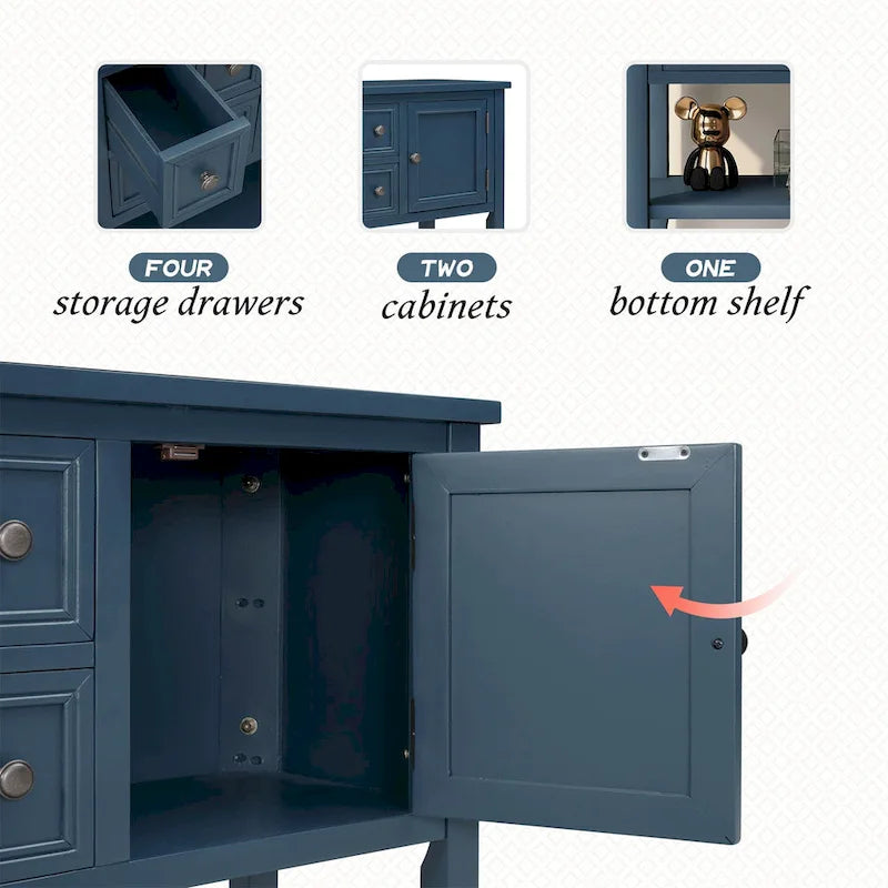 Credenza buffet in legno massello con cassetti, ante e ripiano