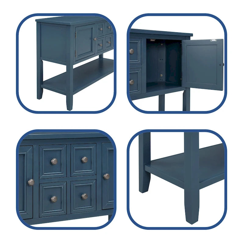 Credenza buffet in legno massello con cassetti, ante e ripiano