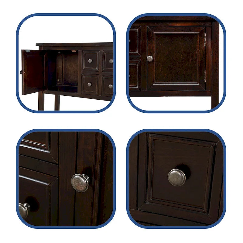 Credenza buffet in legno massello con cassetti, ante e ripiano