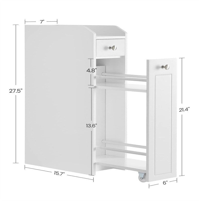 Mobiletto salvaspazio da bagno con cassetti, 15.7 x 7 x 27.5 in