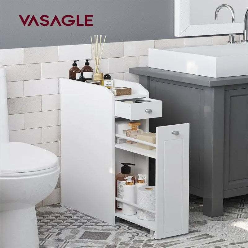 Mobiletto salvaspazio da bagno con cassetti, 15.7 x 7 x 27.5 in