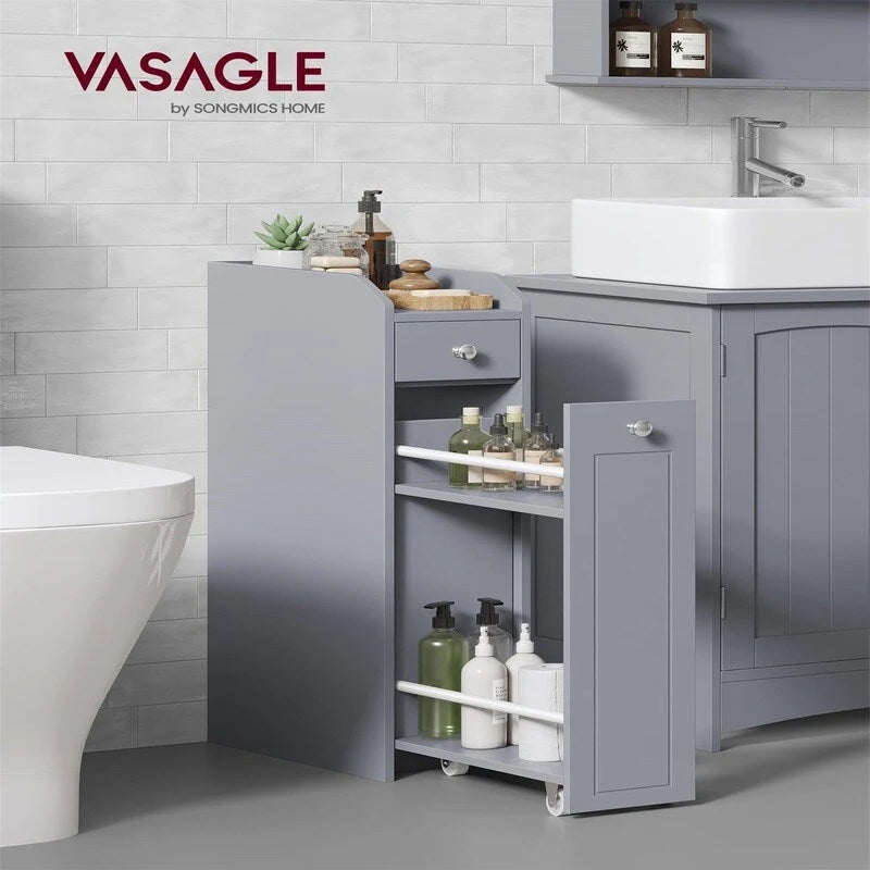Mobiletto salvaspazio da bagno con cassetti, 15.7 x 7 x 27.5 in