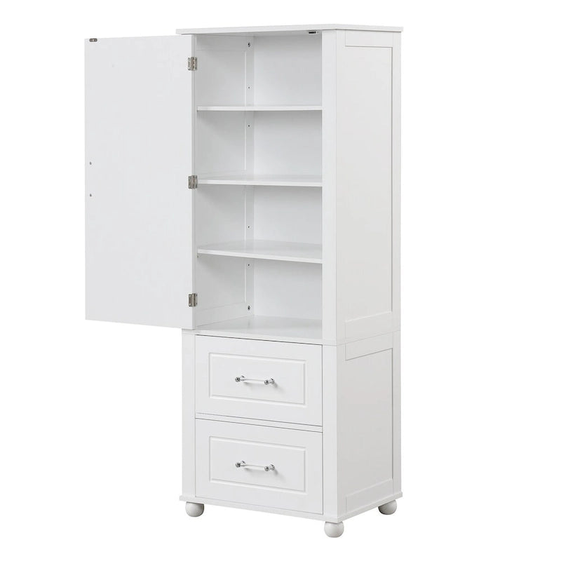 Hochschrank fürs Badezimmer mit zwei Schubladen und verstellbaren Einlegeböden