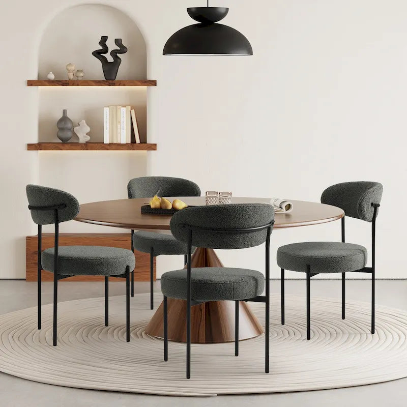 Sedie da pranzo Sherpa con schienale curvo stile Mid-Century (set di 4)