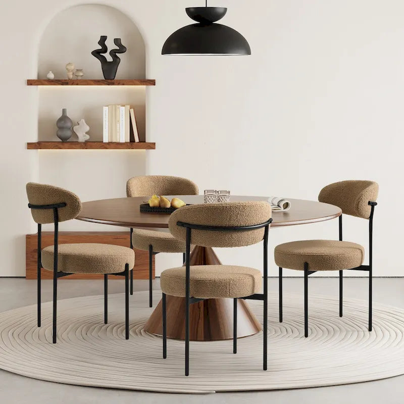 Sedie da pranzo Sherpa con schienale curvo stile Mid-Century (set di 4)