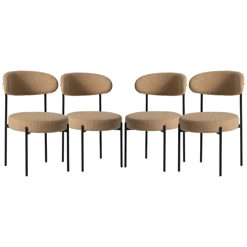 Sedie da pranzo Sherpa con schienale curvo stile Mid-Century (set di 4)