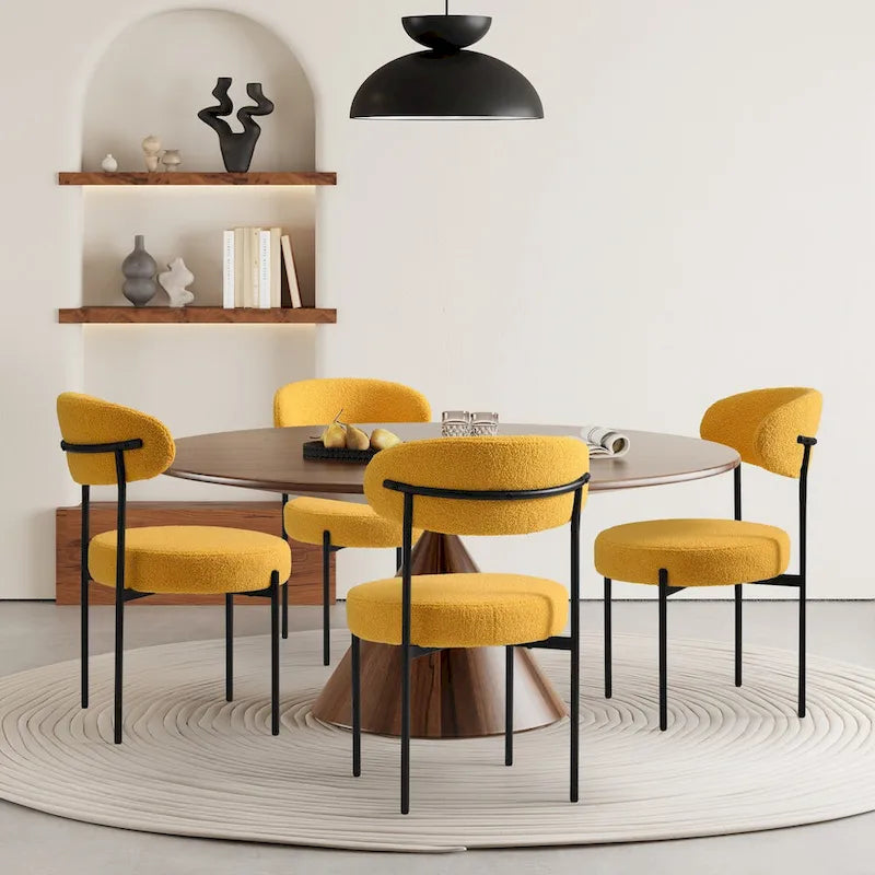 Sedie da pranzo Sherpa con schienale curvo stile Mid-Century (set di 4)