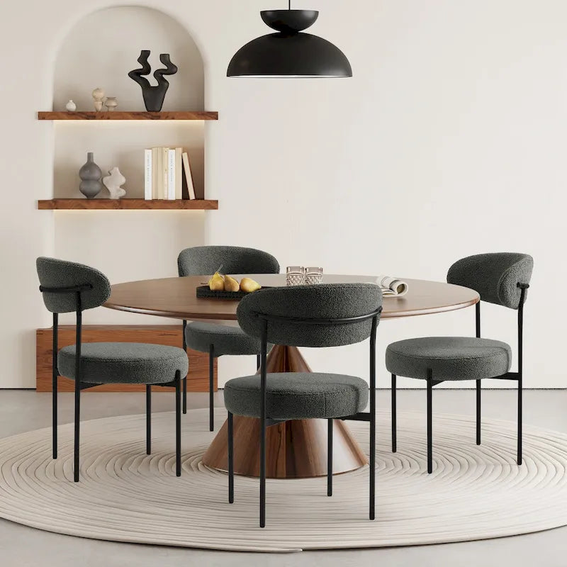 Sedie da pranzo Sherpa con schienale curvo stile Mid-Century (set di 4)