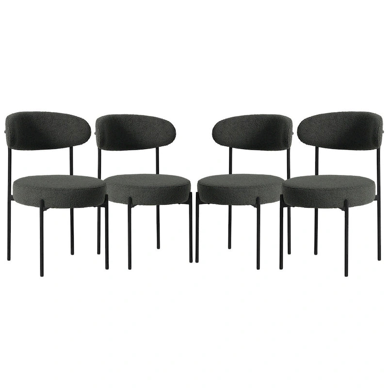 Sedie da pranzo Sherpa con schienale curvo stile Mid-Century (set di 4)