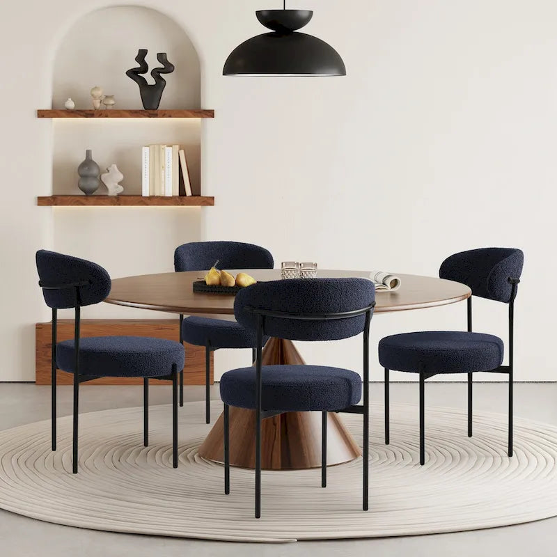 Sedie da pranzo Sherpa con schienale curvo stile Mid-Century (set di 4)